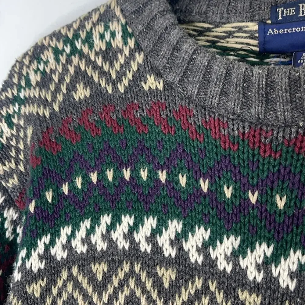ABERCROMBIE & FITCH The Big Sweater Fair Isle Sweater - Multicolor Size Small